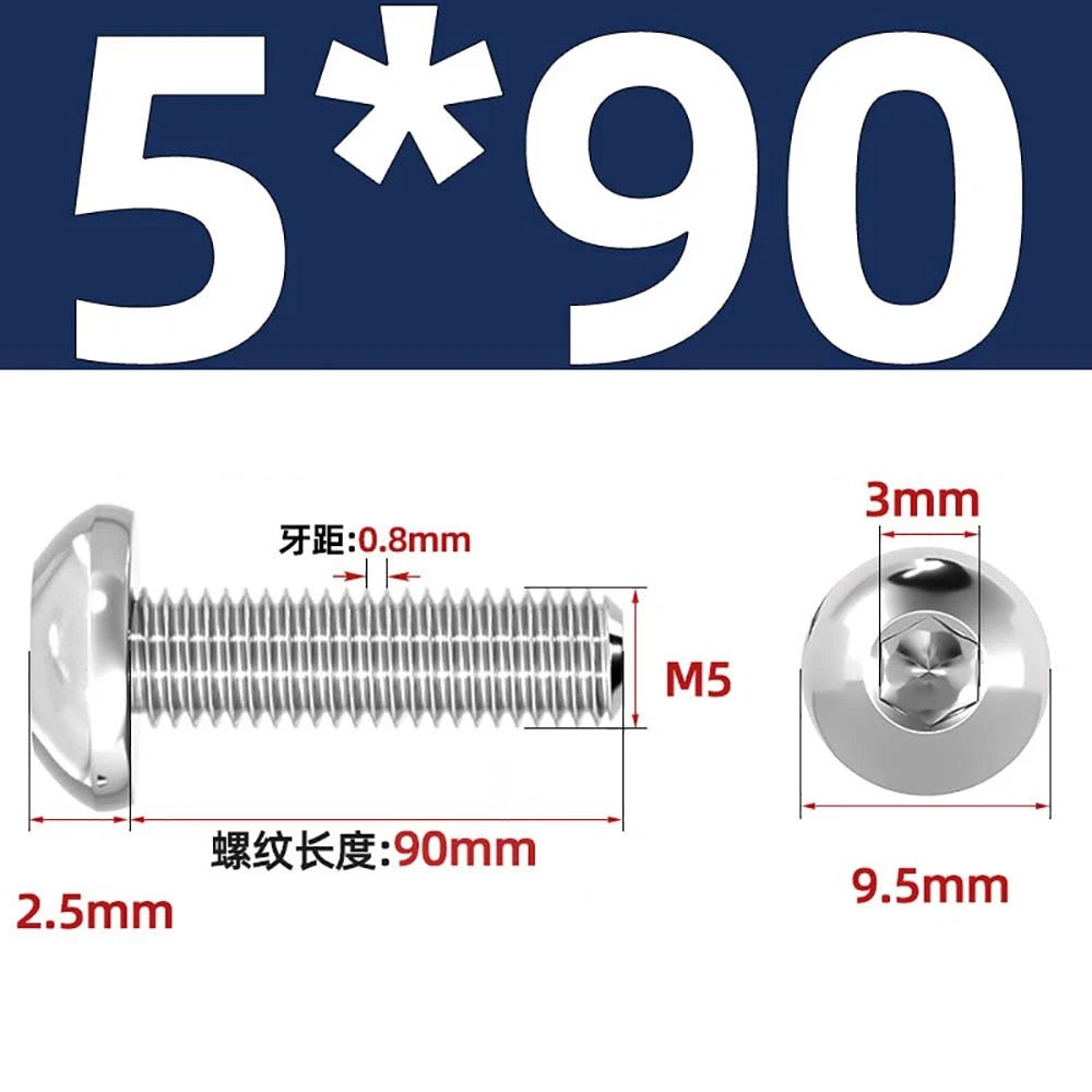 M1.6–M5 A2 Stainless Steel Button Head Socket Cap Screws – Round Pan Head, Hex Drive, Fully Threaded