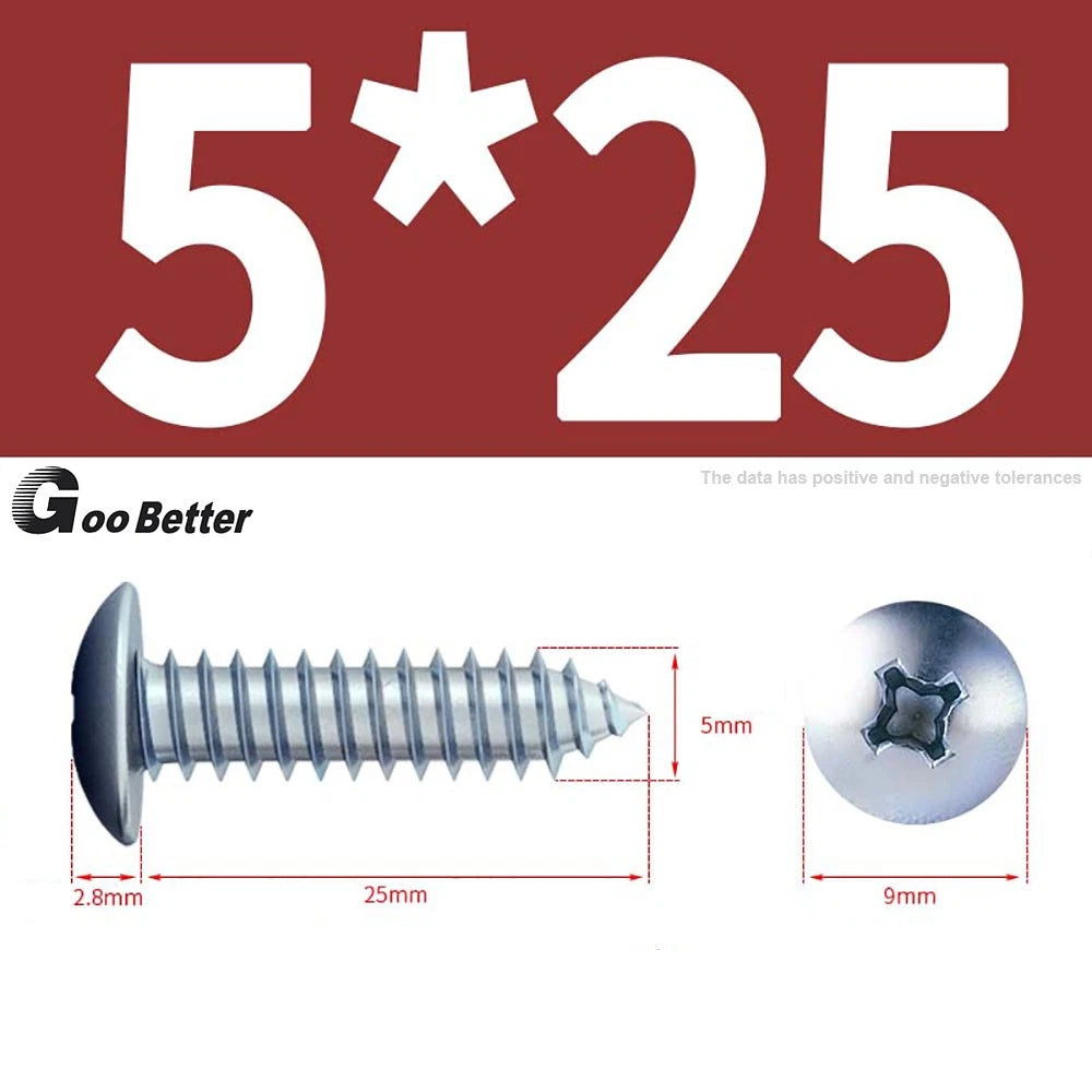 M3 M4 M5 M6 Pan Head Self Tapping Screws – Zinc Plated Carbon Steel
