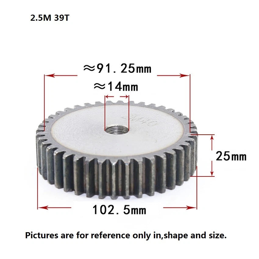 2.5 Mod 12T-75T Spur Gears pitch 7.85mm 45# Steel Pinion Motor Gear Thick 25mm