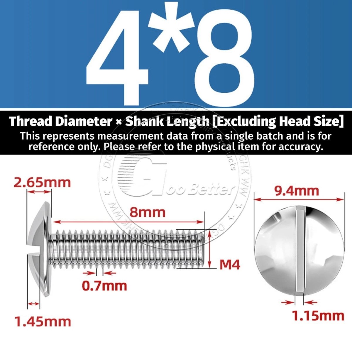 A2 Stainless Steel Mushroom Head Slotted Machine Screws — M2 to M8, Multiple Lengths - HomeDIYer