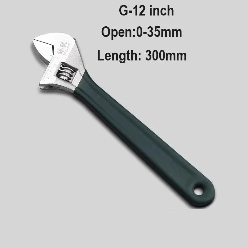 Adjustable Spanner Wrench 6 8 10 12" Cr-V Steel Metric Scale Strong Grip Handle