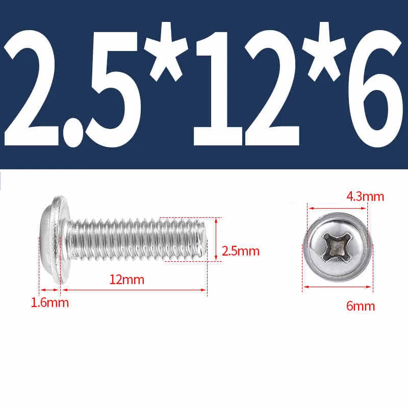 Phillips Flanged Pan Head Machine Screws M1.4 to M4 Multiple Lengths