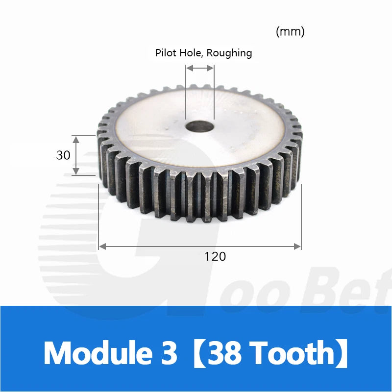 Module 3 Spur Gear C45 Steel 12 - 120 Tooth Hardened Motor Pinion Cogwheel Flat