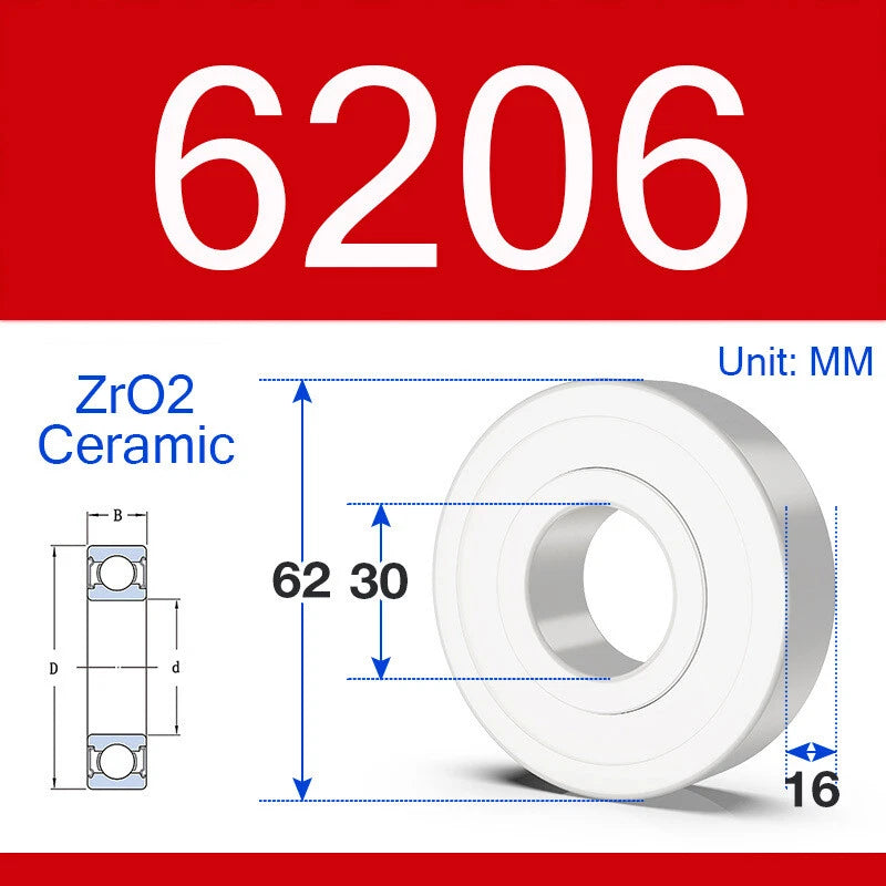 ZrO2 Ceramic Deep Groove Ball Bearing Double Shield 2RS Zirconia Roller Bearings