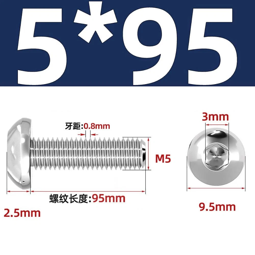 M1.6–M5 A2 Stainless Steel Button Head Socket Cap Screws – Round Pan Head, Hex Drive, Fully Threaded
