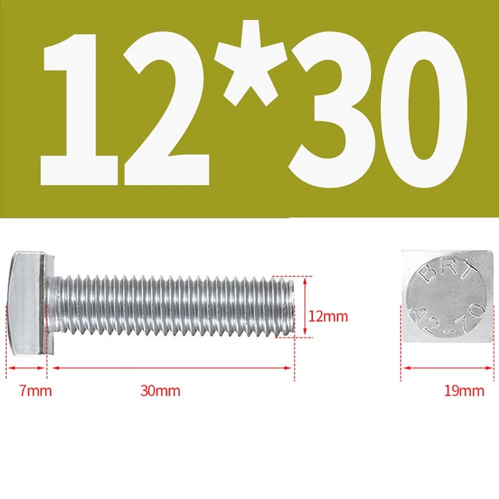 M8 M10 M12 Square Head Bolts Full Threaded 304 Stainless Steel 12–100mm - HomeDIYer