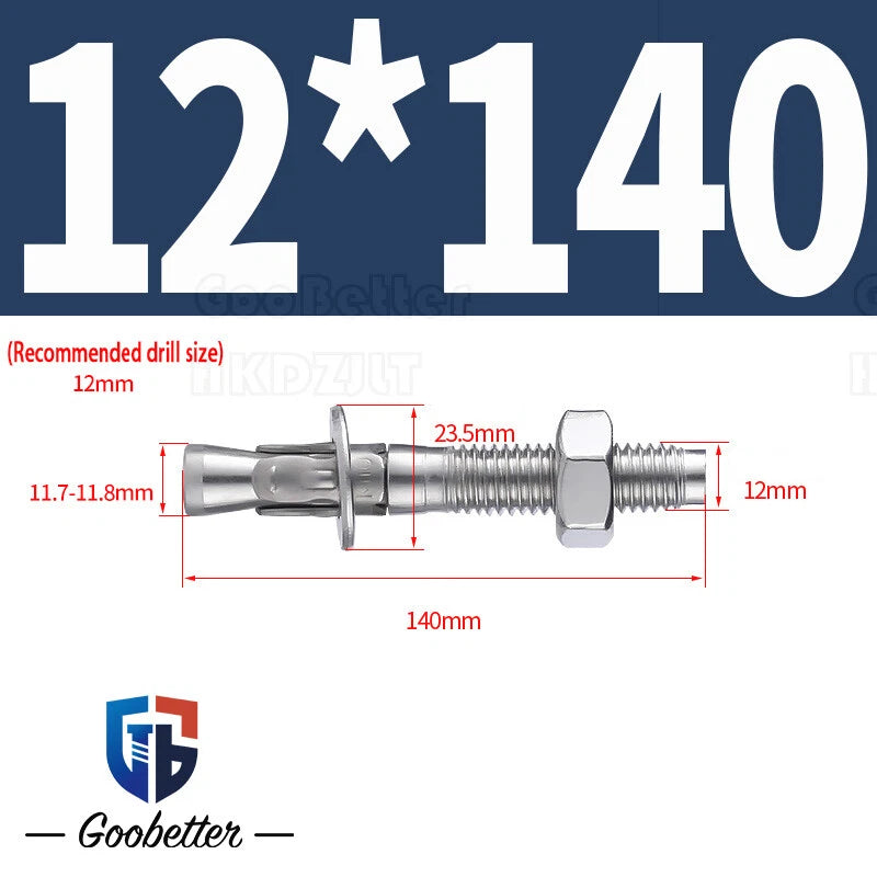 Stainless Steel Through Anchor Bolts — M6 M8 M10 M12 M16 Expansion Bolt