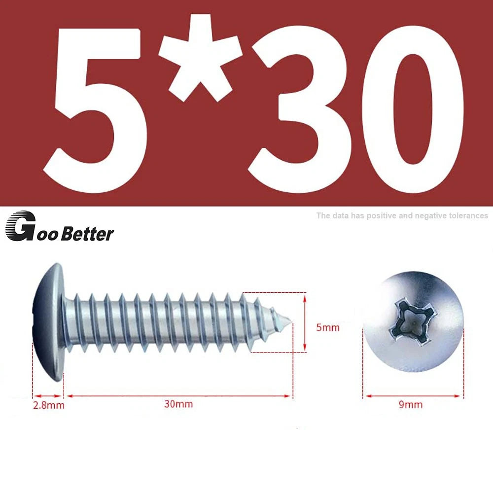 M3 M4 M5 M6 Pan Head Self Tapping Screws – Zinc Plated Carbon Steel