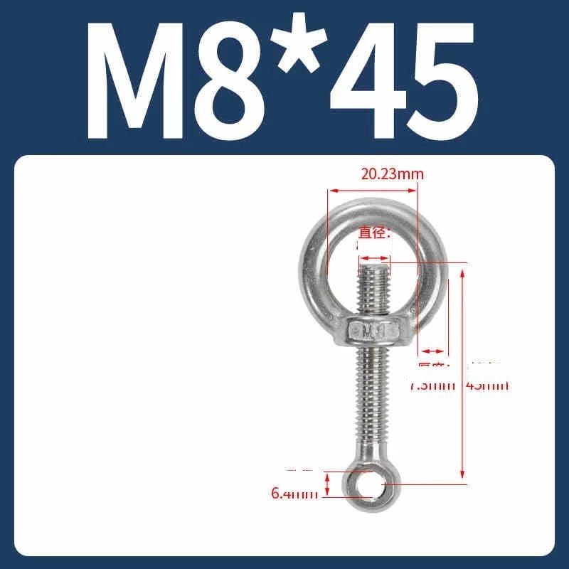 A2 Stainless Steel Eye Bolts with Nut — M5 M6 M8 M10 M12 Threaded Ring Screws - HomeDIYer
