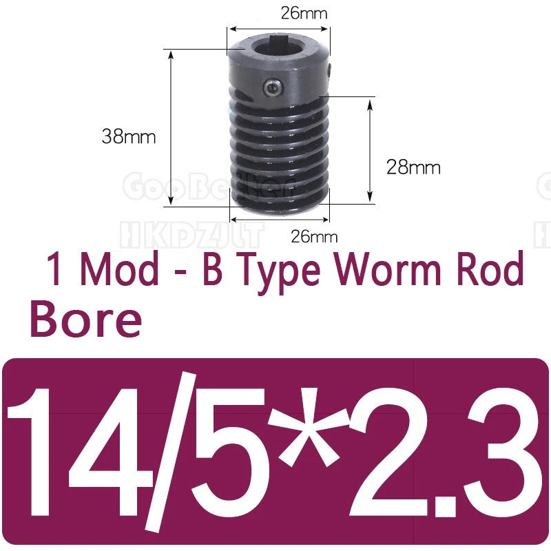Mod 1 Worm Gear Wheel Brass 40 Tooth Worm Shaft 45# Steel-Brass Bore 6 - 15 mm