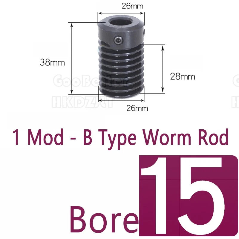 Module 1 Brass Worm Gear Wheel 30 Tooth 45# Steel Rod Worm Gear Shaft Precision