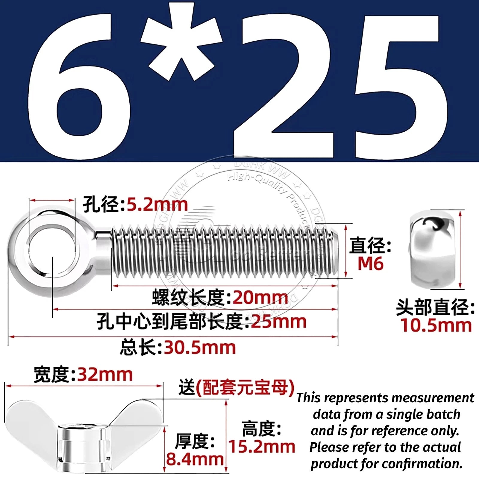 Eye Bolts with Nut — Forged Stainless Steel Threaded Ring Hanging Screws