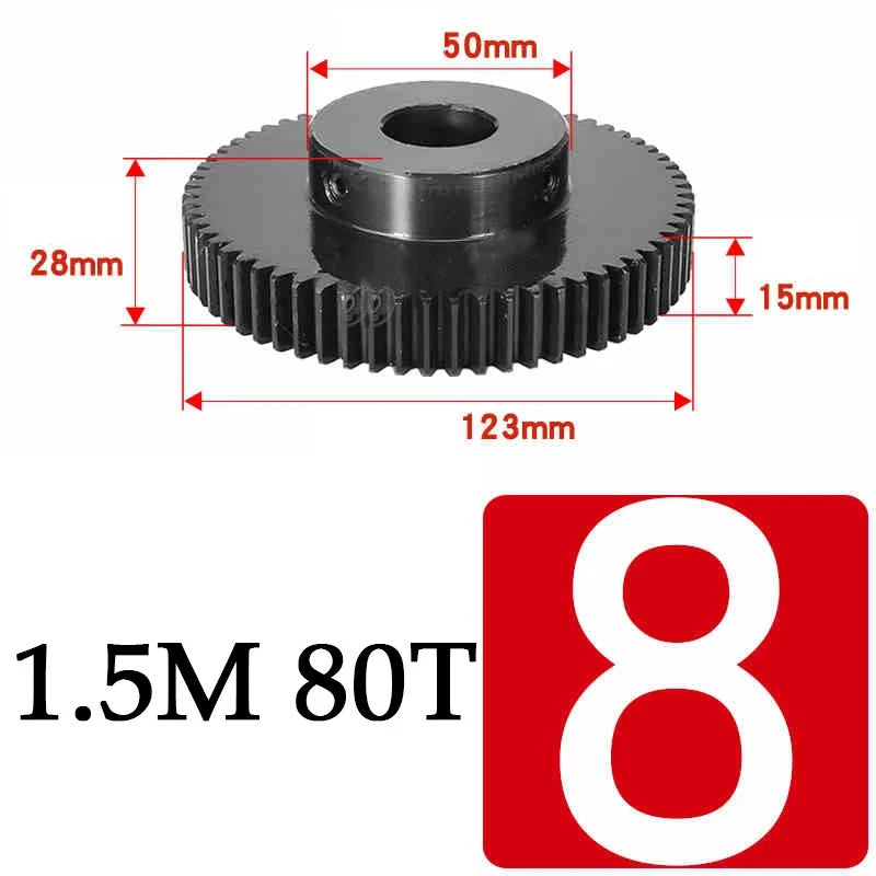 Spur Gears 1.5 Mod Transmission Gear With Step 45#Steel Pinion Motor Gear 30/80T