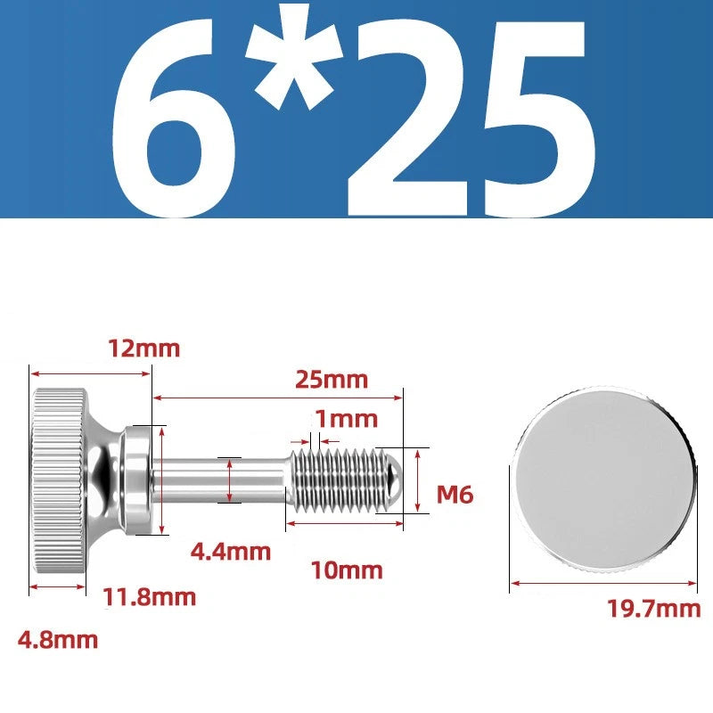 Knurled Thumb Screws Stainless Steel — M2 M2.5 M3 M4 M5 M6 M8 M10 Hand Knob Bolts