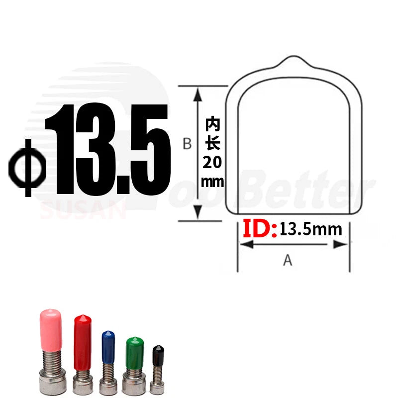 PVC End Caps for Screws, Bolts & Rods – Thread Protector Covers, 1.3–90mm, Black