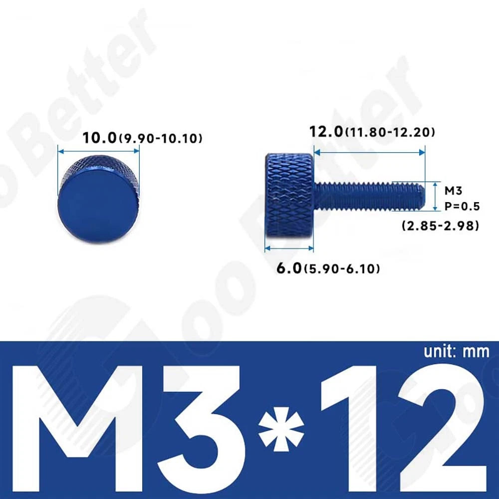 M3 M4 Knurled Thumb Screws – Aluminum Alloy Flat Head Hand Knob Bolts