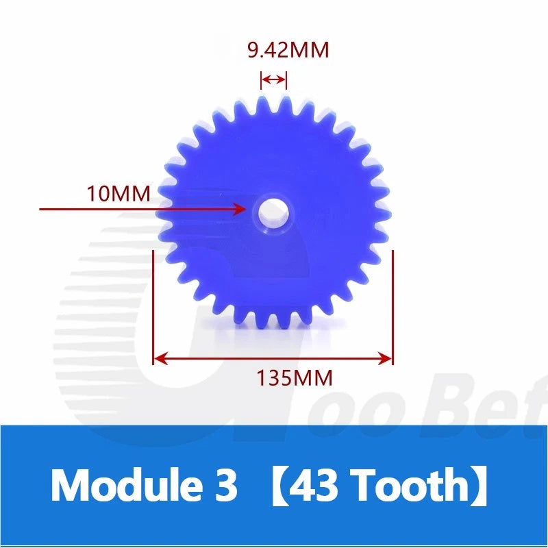 Module 3 Nylon Flat Gear Spur Gear Plastic 12-60 Tooth Pinion Motor Gear Blue