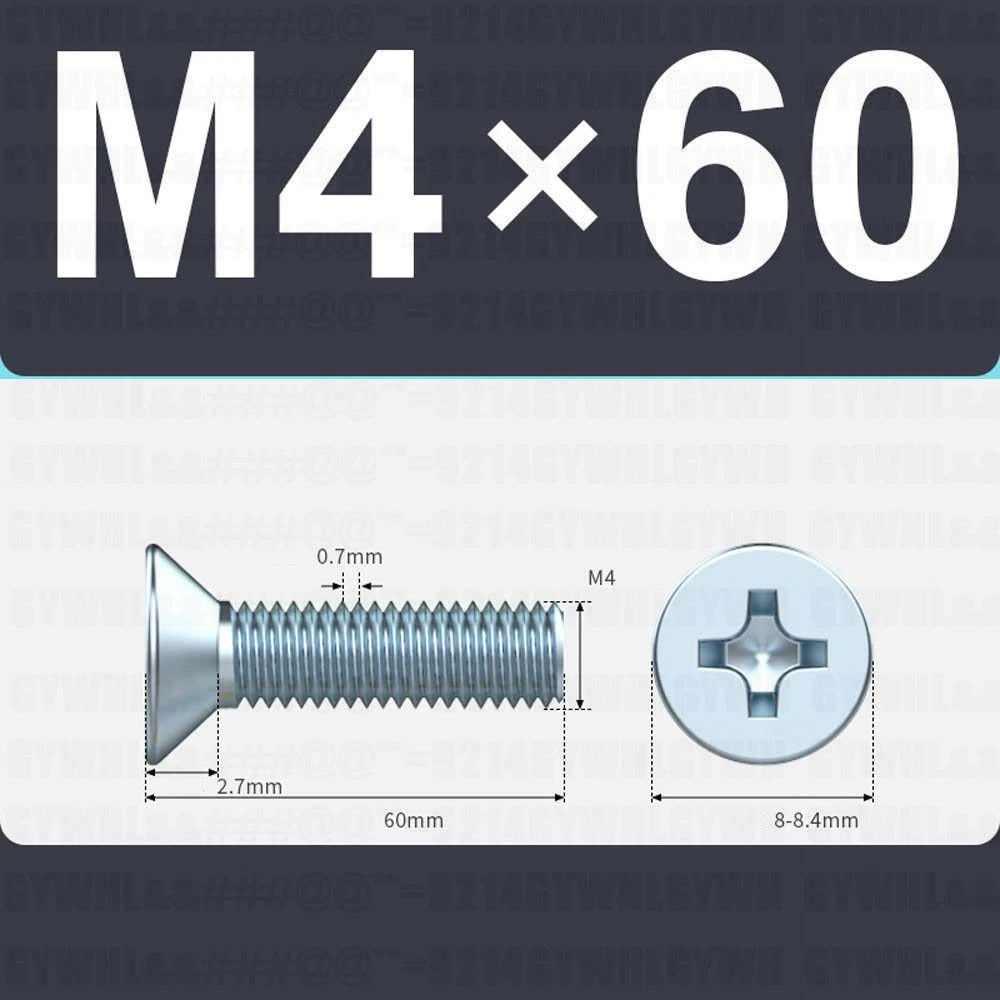 M3–M12 Zinc Plated Phillips Countersunk Machine Screws DIN 965 | Flat Head Bolts