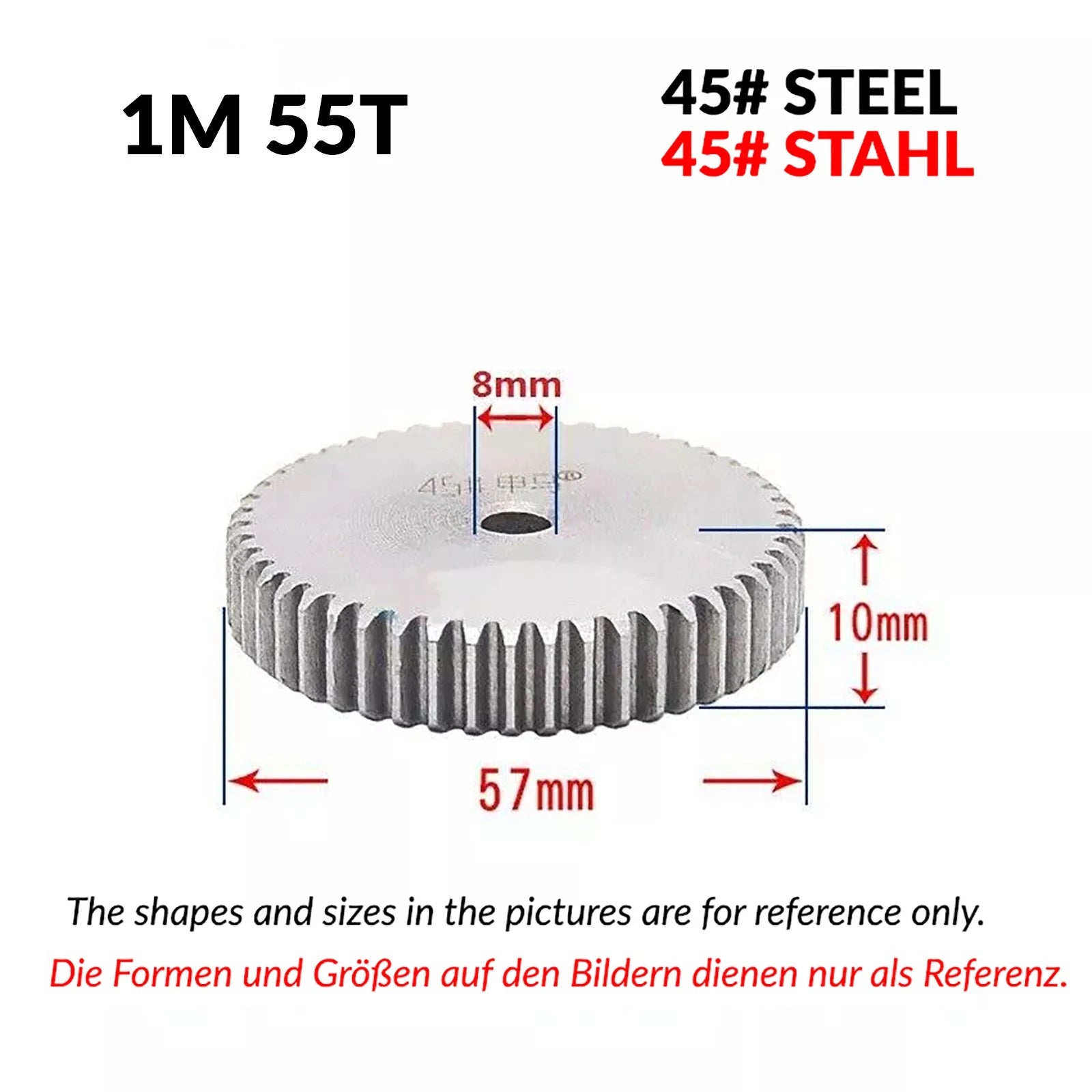 1/1.5/2 Mod 12T-150T Spur Gear 45# Steel Pinion Gear Thickn10-20mm Transmission