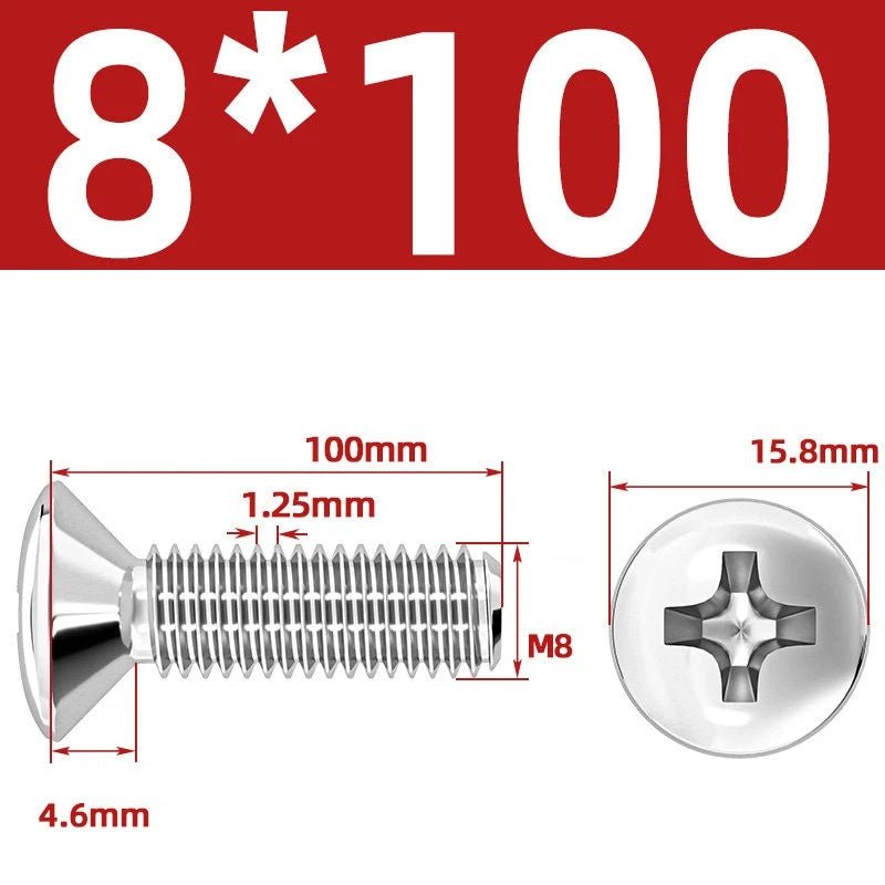 Phillips Oval Head Machine Screws Stainless Steel — M1.6 to M10, All Sizes - HomeDIYer