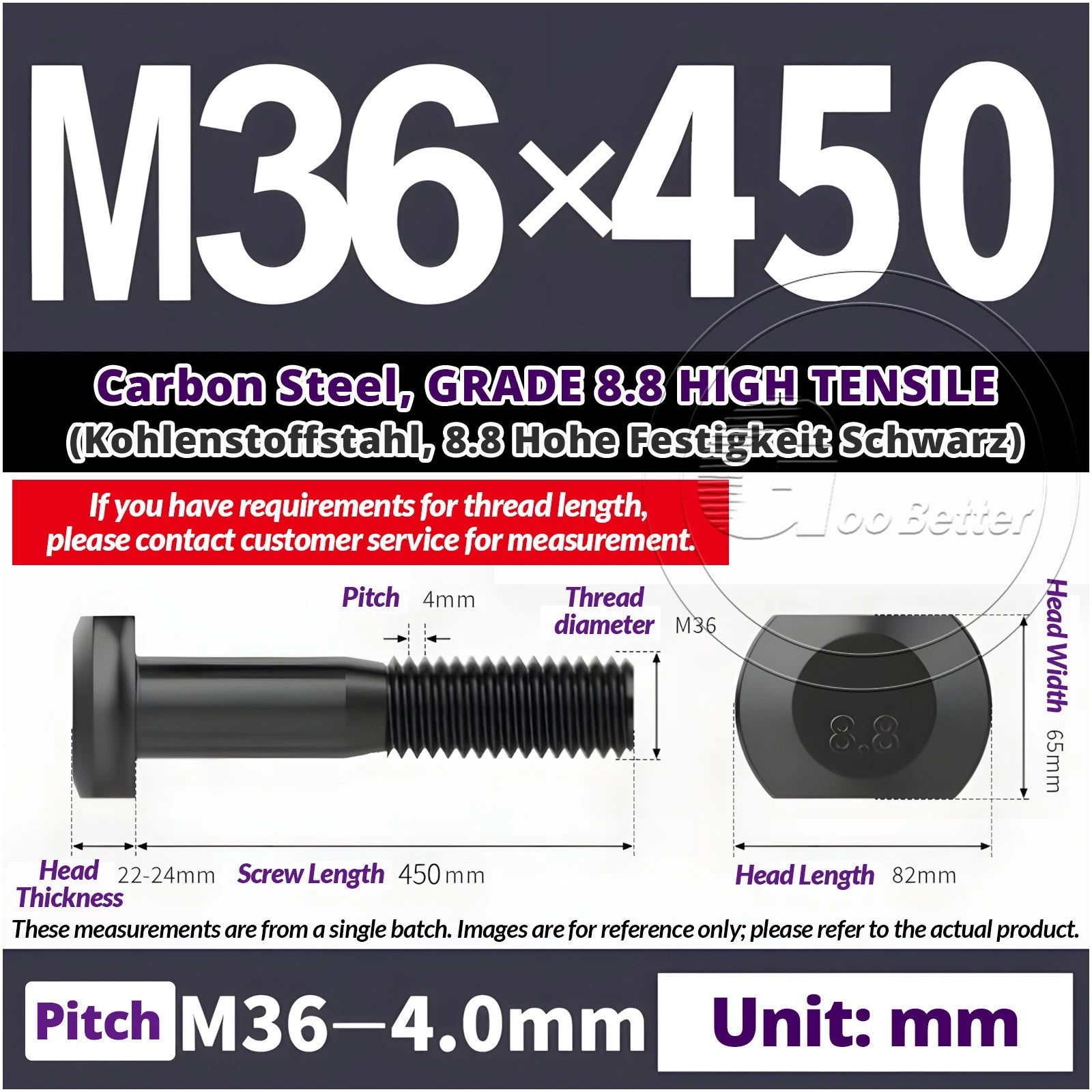 T-Slot Bolts M22 - M42 T Track Bolts 70mm to 500mm Long GRADE 8.8 HIGH TENSILE