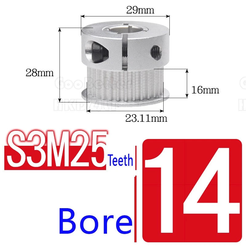 S3M Timing Pulley Belt Synchronous Wheel Gear 3D Printer Bore 5-15mm 20-28 Teeth