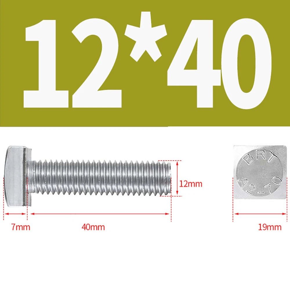 M8 M10 M12 Square Head Bolts Full Threaded 304 Stainless Steel 12–100mm - HomeDIYer