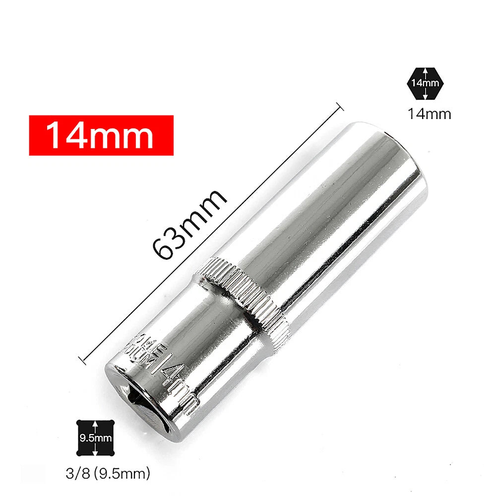 3/8" 6mm-24mm Hex Socket Drive Screwdriver Drill Set Ratchet Wrench Adapter Rod