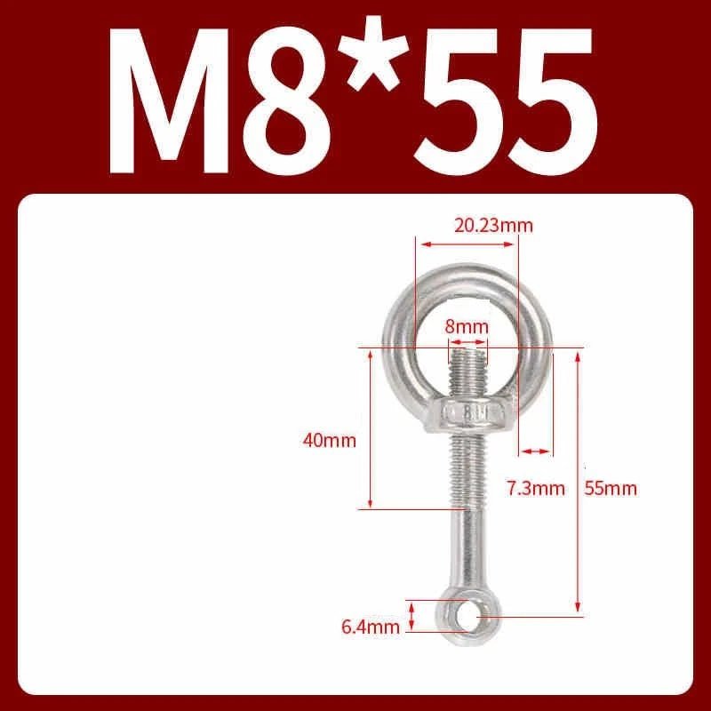 A2 Stainless Steel Eye Bolts with Nut — M5 M6 M8 M10 M12 Threaded Ring Screws - HomeDIYer