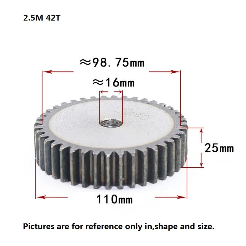 2.5 Mod 12T-75T Spur Gears pitch 7.85mm 45# Steel Pinion Motor Gear Thick 25mm