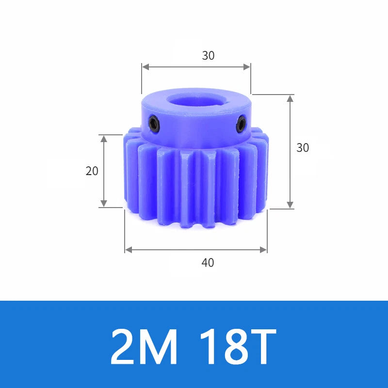 Blue Nylon Spur Gears 1/1.5/2/3Mod Transmission Gear 12-60T With Step Motor Gear