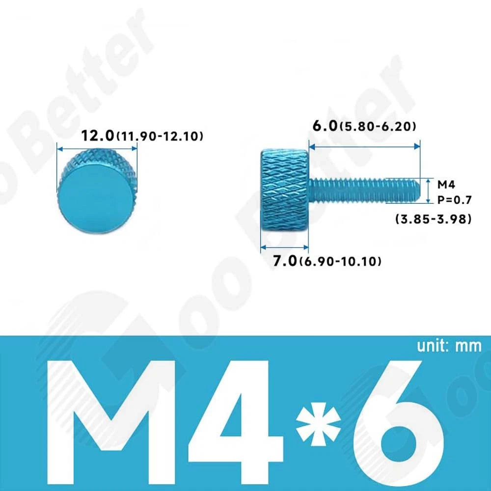 M3 M4 Knurled Thumb Screws – Aluminum Alloy Flat Head Hand Knob Bolts