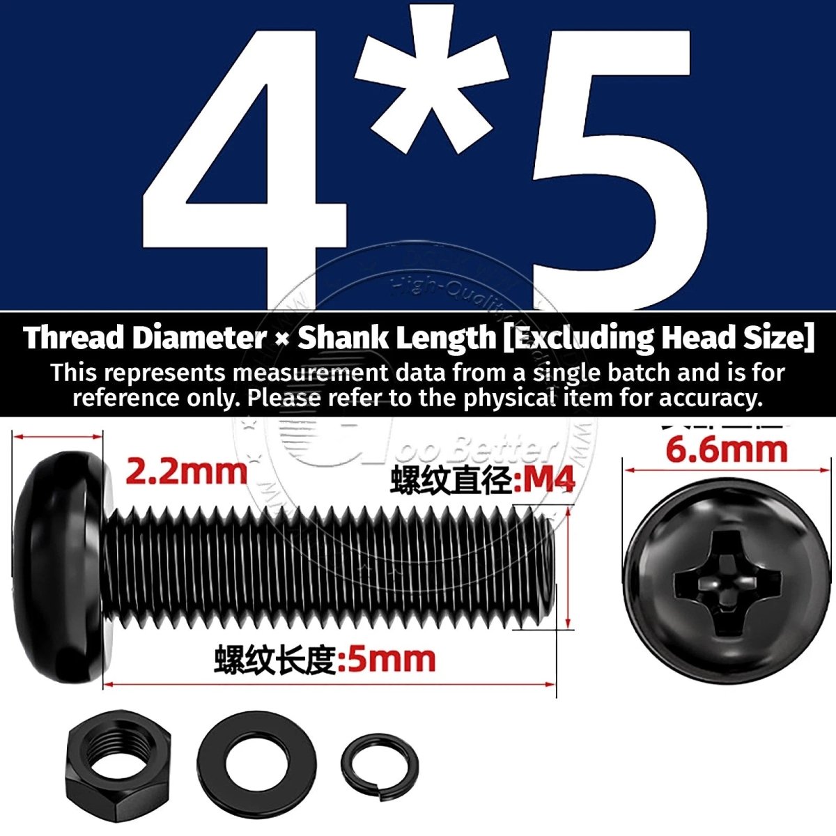Black Phillips Pan Head Machine Screws with Washers — Metric M2 to M6 - HomeDIYer