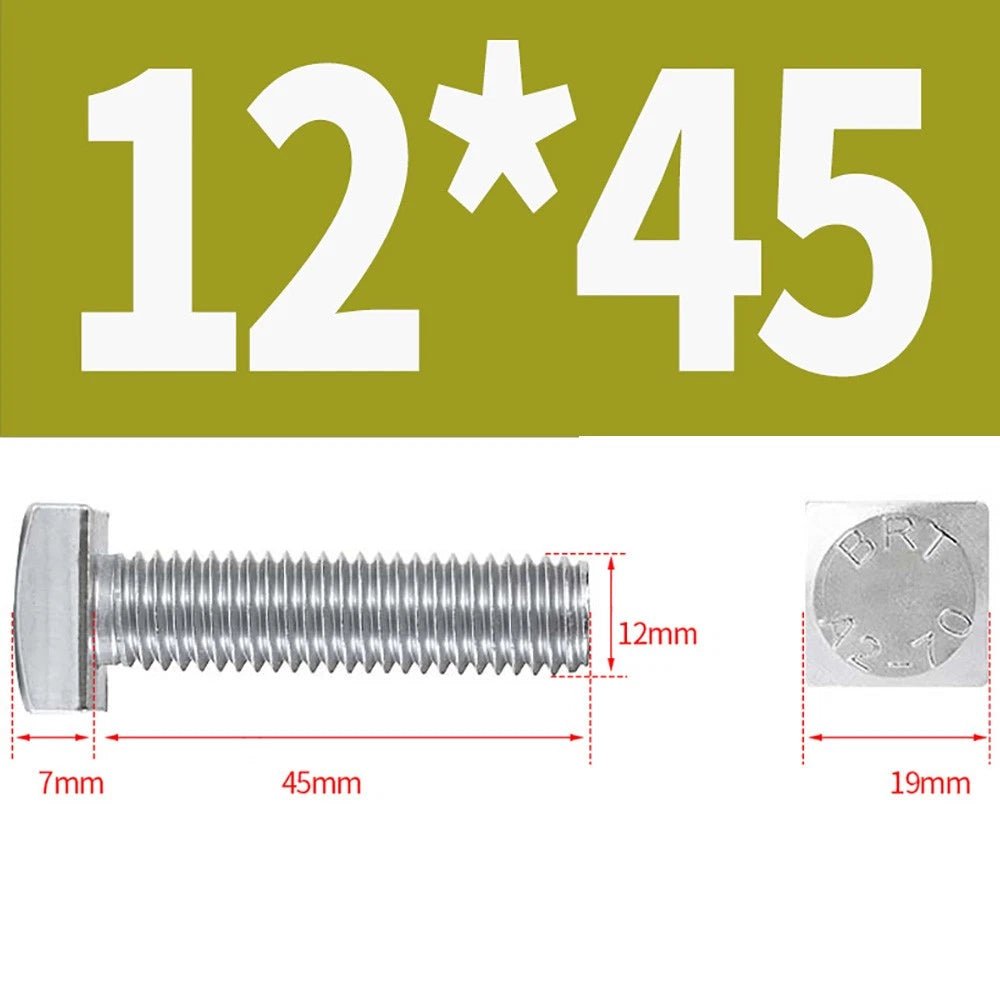 M8 M10 M12 Square Head Bolts Full Threaded 304 Stainless Steel 12–100mm - HomeDIYer