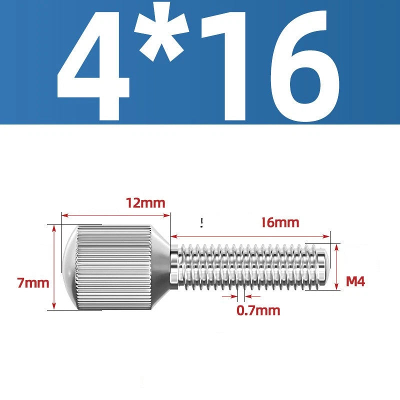 Knurled Thumb Screws – 304 Stainless Steel Small Head Thumbscrew Bolts M2–M8