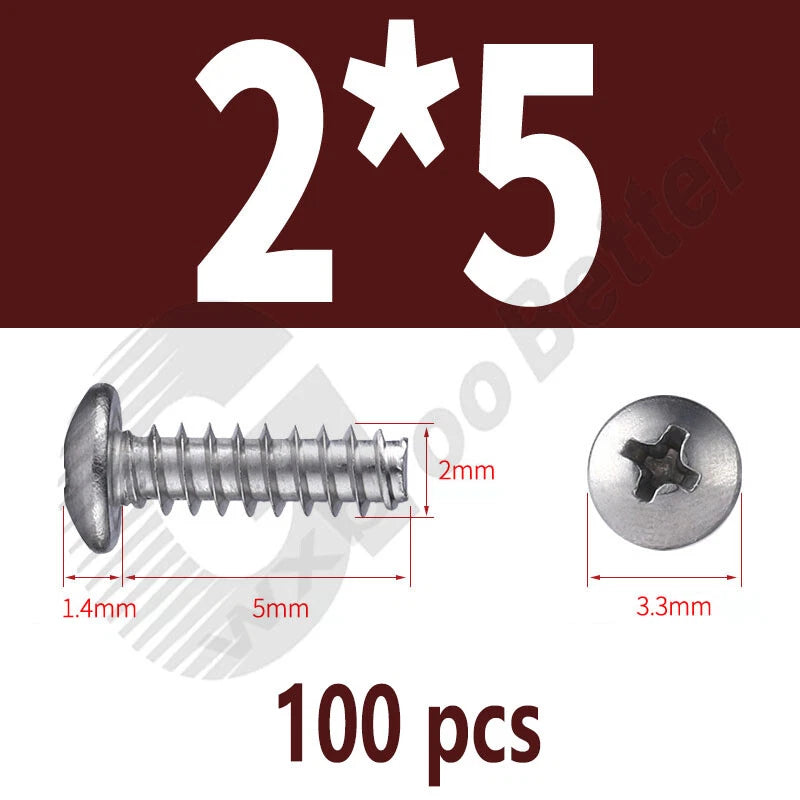 Pan Head Sheet Metal Screws Metric M1~M6 A2 Stainless Steel Sheet Metal Screws