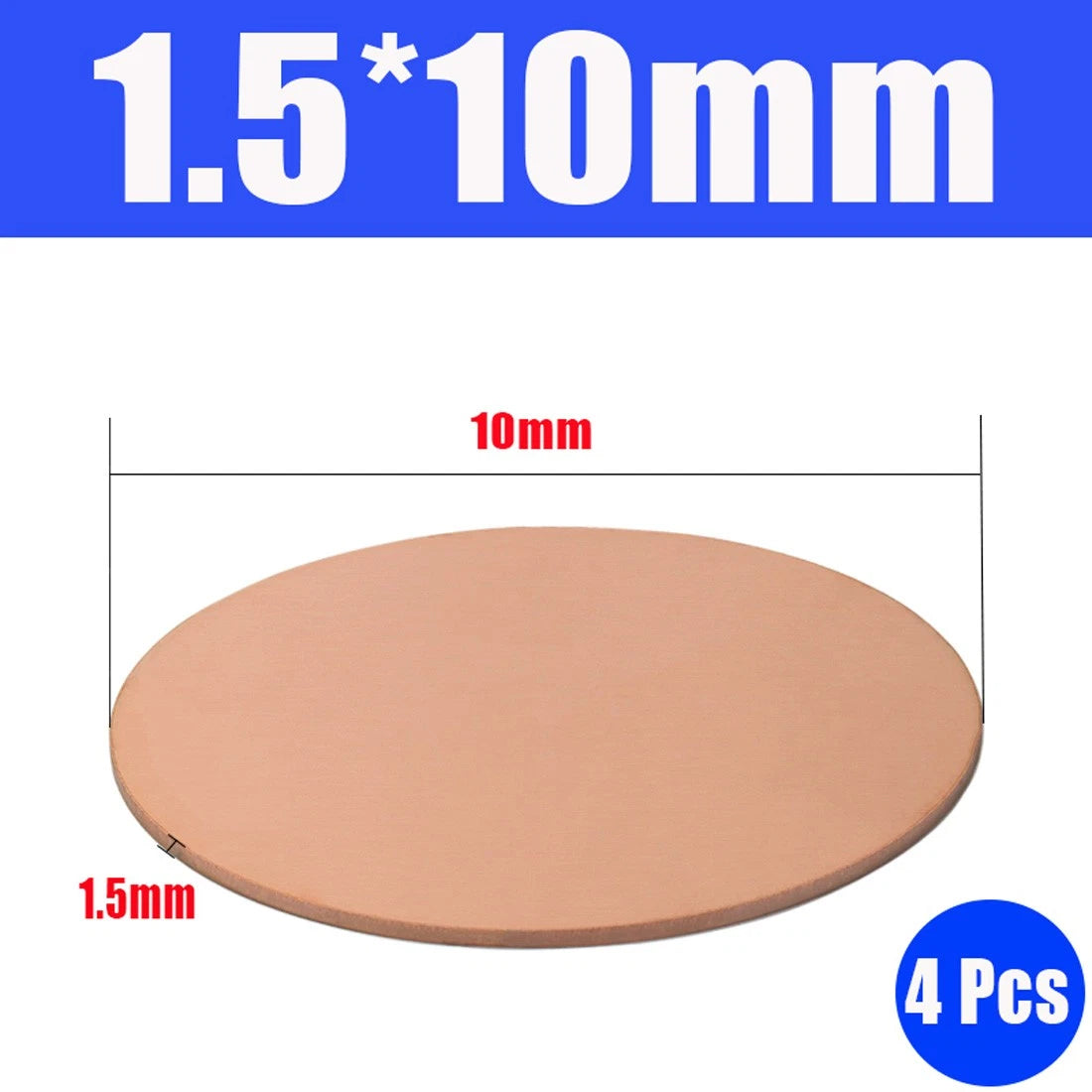 Thick 0.5-1.5mm Solid 99% Pure Copper Blanks Discs Ø 10-300mm Round Plate Metal