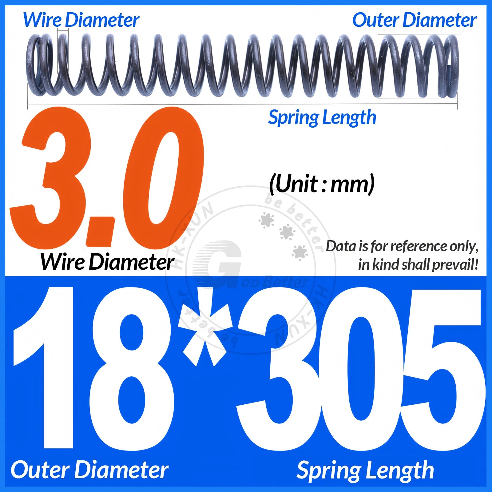 Length 305mm Compression Spring Pressure Springs OD 3-60mm Wire Dia 0.3mm-6.0mm