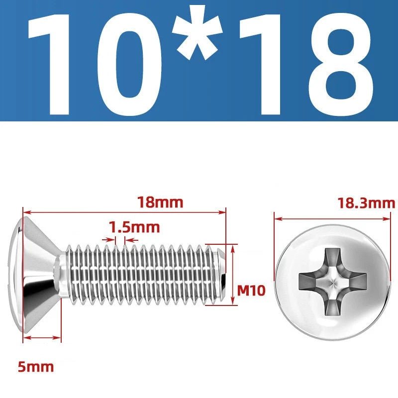 Phillips Oval Head Machine Screws Stainless Steel — M1.6 to M10, All Sizes - HomeDIYer
