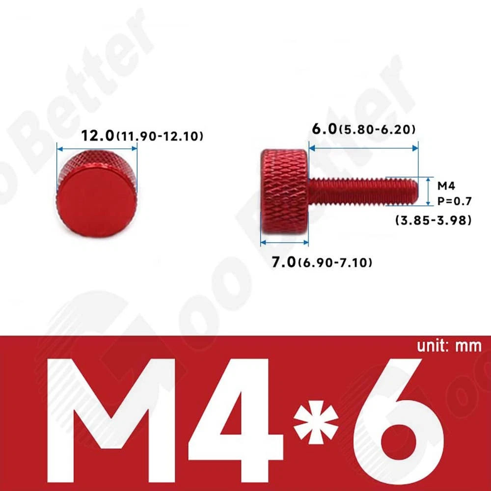 M3 M4 Knurled Thumb Screws – Aluminum Alloy Flat Head Hand Knob Bolts