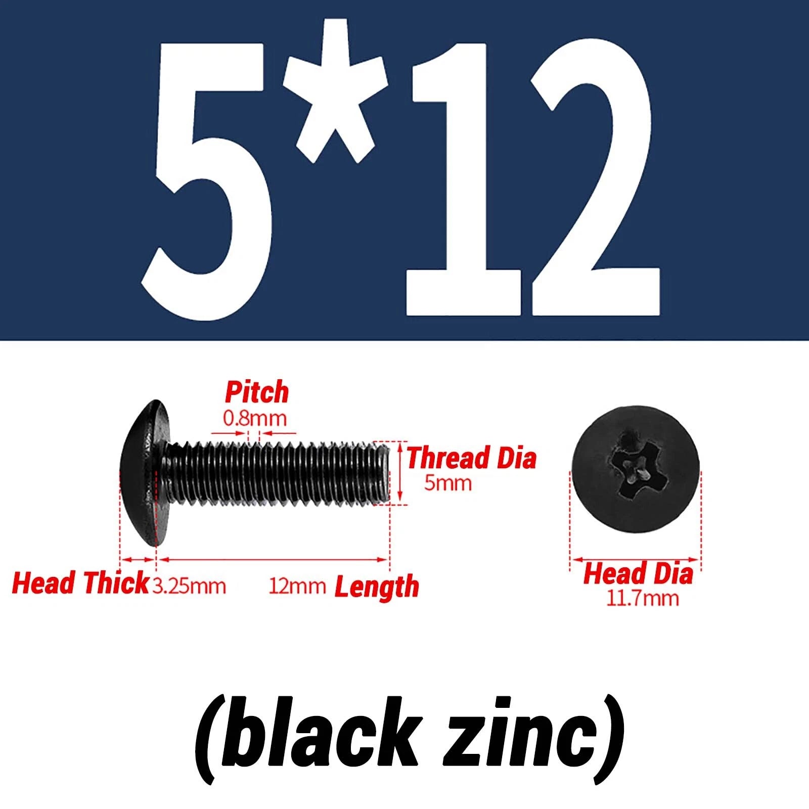 M2–M6 Pan Head Self‑Tapping Sheet Metal Screws – Black Oxide Carbon Steel