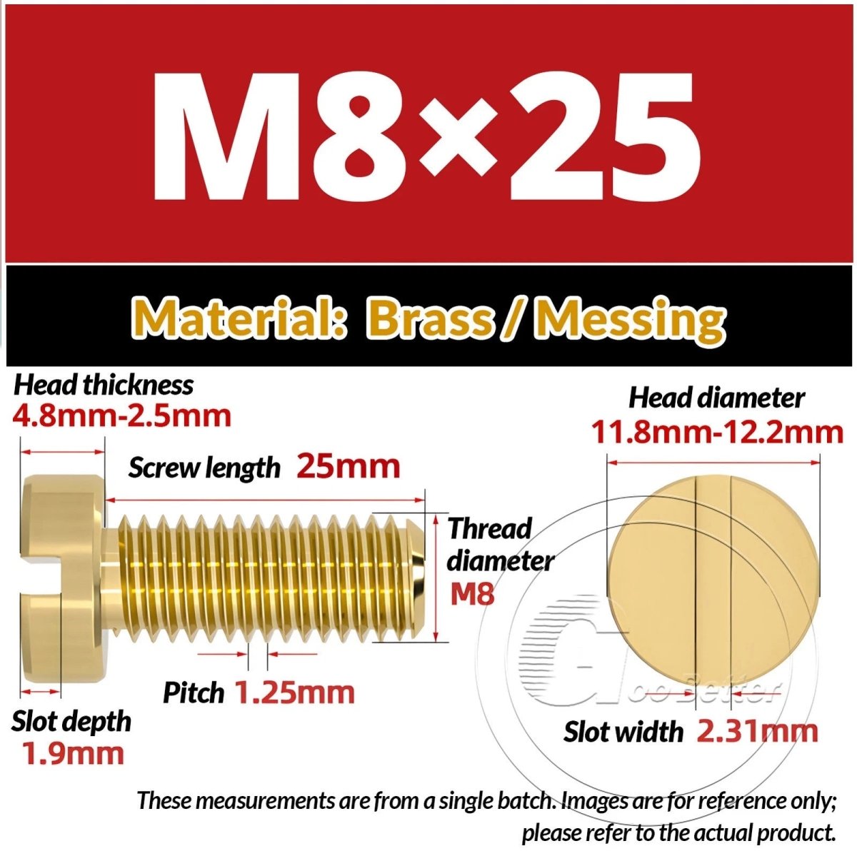 Brass Slotted Pan Head Machine Screws — M2 to M10, Multiple Lengths - HomeDIYer