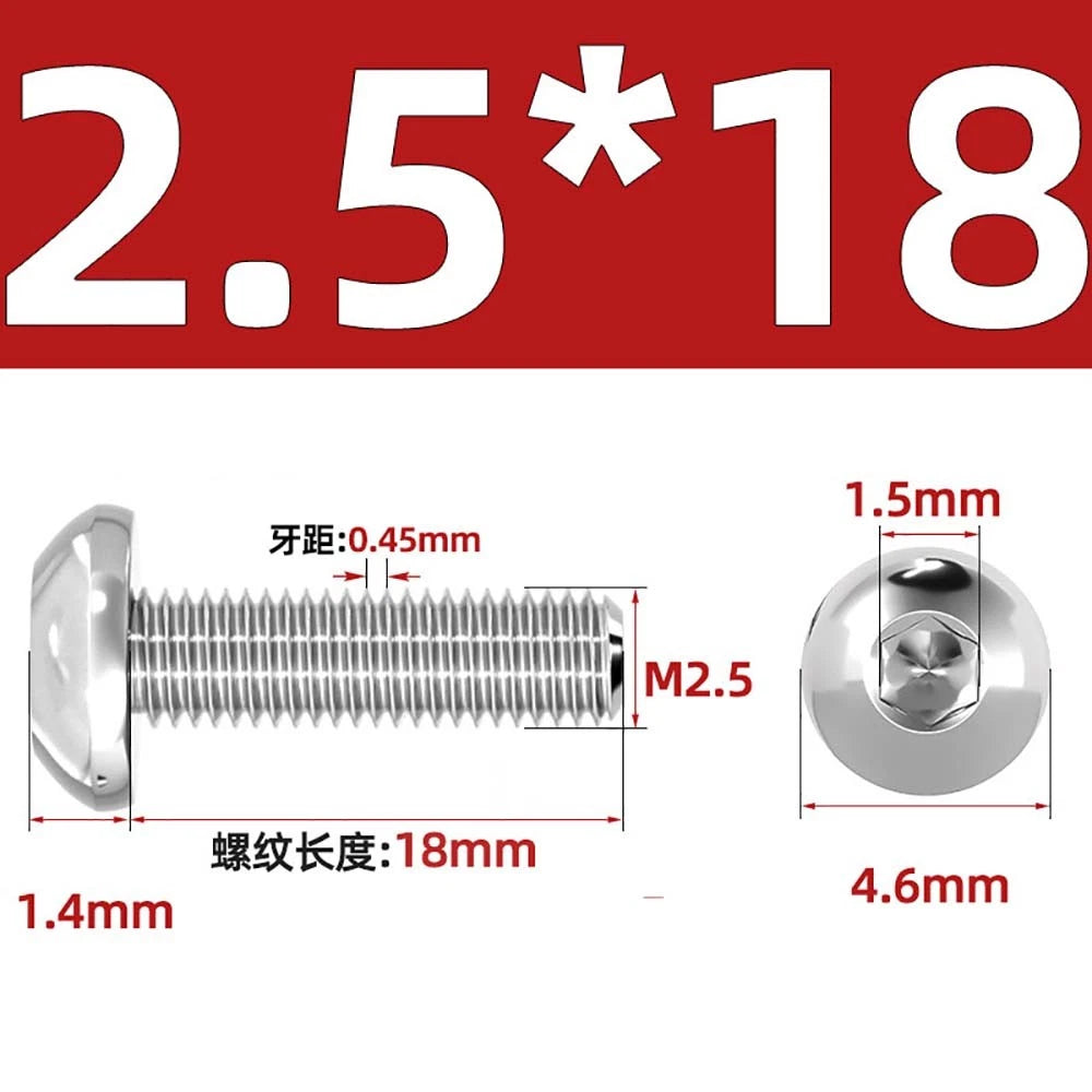 M1.6–M5 A2 Stainless Steel Button Head Socket Cap Screws – Round Pan Head, Hex Drive, Fully Threaded