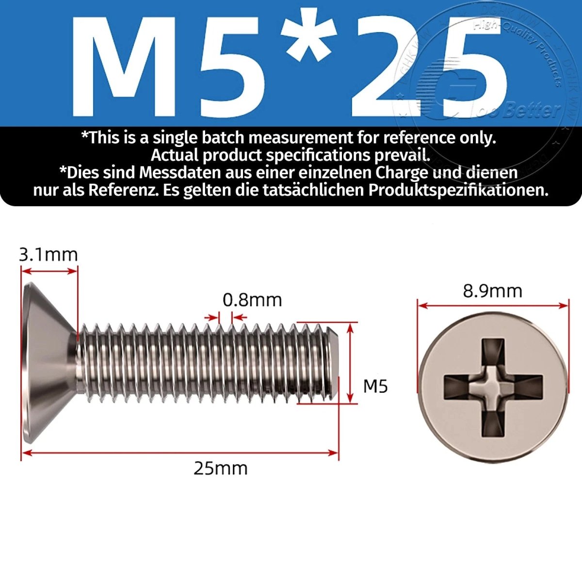 Titanium Phillips Flat Head Machine Screws — GR2 Countersunk, M2 to M8 - HomeDIYer