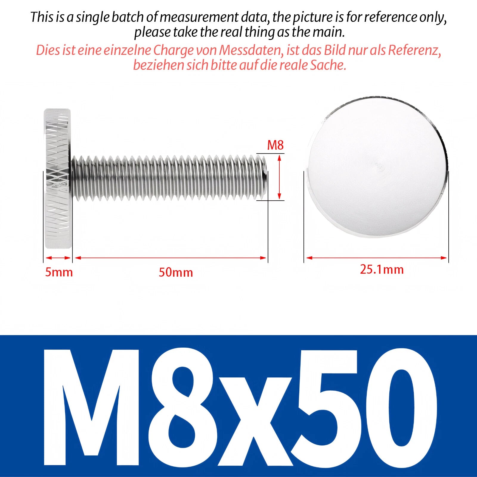 Knurled Thumb Screws Large Flat Head 304 A2 Stainless Steel M3 M4 M5 M6 M8 M10