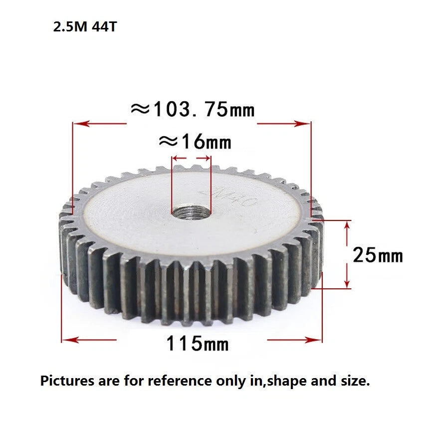 2.5 Mod 12T-75T Spur Gears pitch 7.85mm 45# Steel Pinion Motor Gear Thick 25mm