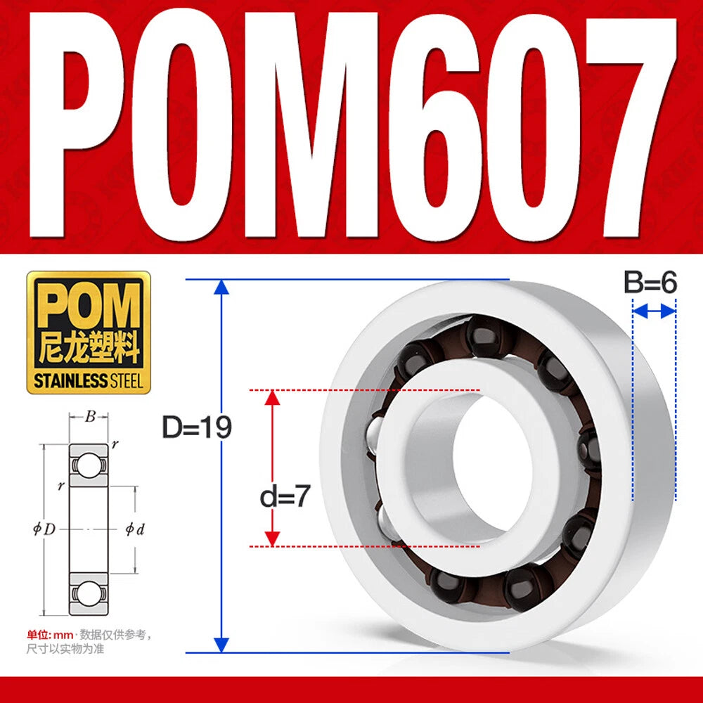 POM Plastic Bearing Glass Ball Miniature Deep Groove Ball Bearings Various Sizes