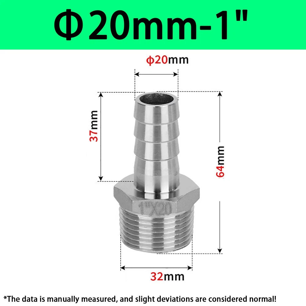 Male NPT Hose Barb Adapter Fittings – 316L Stainless Steel