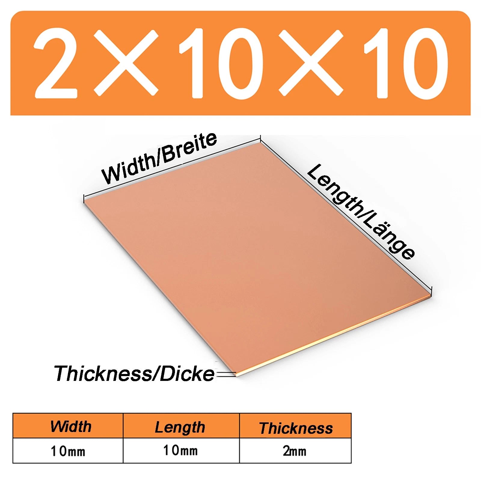Natural Copper Sheet Metal guillotine cut - 0.3mm - 6.0mm - Multiple