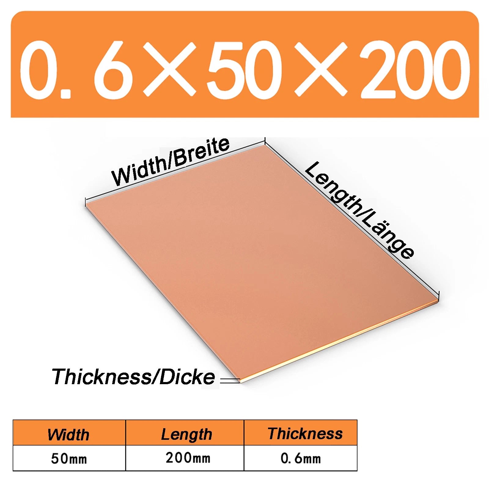 Natural Copper Sheet Metal guillotine cut - 0.3mm - 6.0mm - Multiple